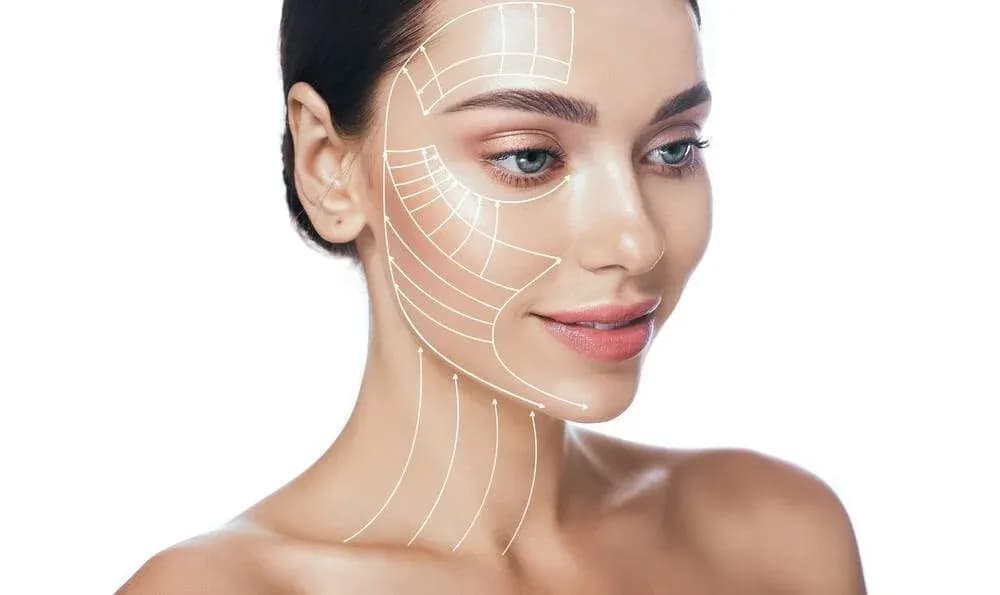 Woman undergoing skin - tightening treatment to improve skin texture and reduce fine lines